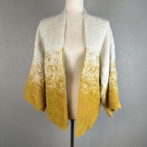 Anthropologie Akemi Kin Women Senna Eyelash Cardigan Sweater One Size Ivory Gold